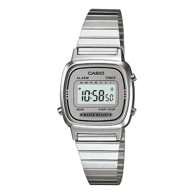 Relógio Casio Mini Vintage Feminino Prata La670wa-7df Cronometro calendário alarme Prateado