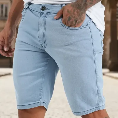Bermuda Jeans Masculina Skinny Super Lycra Linha Premium