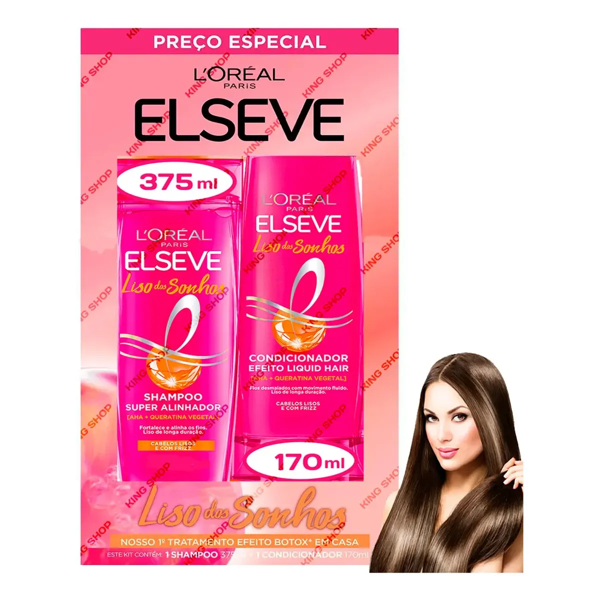Kit Shampoo 375ml E Condicionador 170ml Liso dos Sonhos Elseve