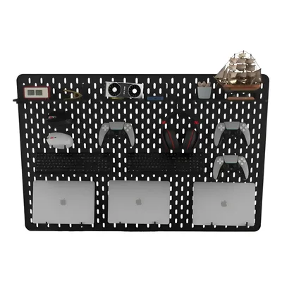 Pegboard G Premium Mdf Setup Gamer Home Office Branco Preto