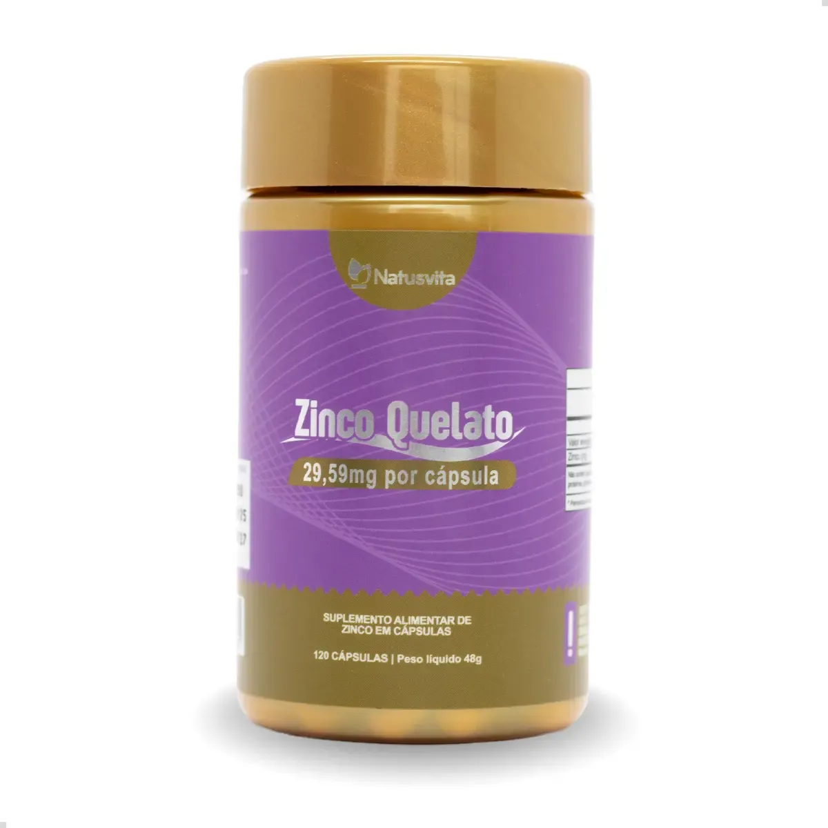 Zinco Quelato 120 Cápsulas. 29,59mg Por Cápsula. 264% V.d. Sabor Sem sabor