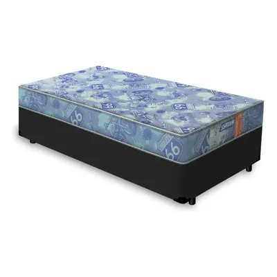 Cama Box Solteiro Preta + Colchão Espuma D20 - Gazin Supreme
