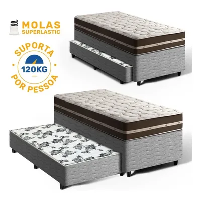Cama Box Solteiro Anjos Com Auxiliar Colchão Molas Superlastic