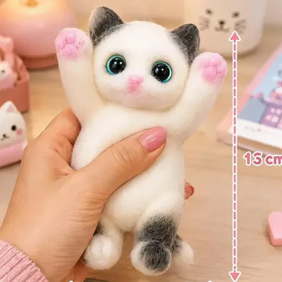 Squishy Gatinho Peludinho Antiestresse Sensorial 13cm Cinza