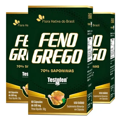 Kit 3x Feno Grego (testofen®) 60 Cápsulas - Flora Nativa