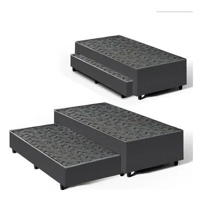 Cama Box Solteiro + Colchão De Espuma C/ Auxiliar De Molas Cor Cinza