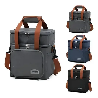 Bolsa Térmica Elegante Epsilon Transversal Alça De Ombro Marmita Bebida Academia Trabalho Cor Cinza