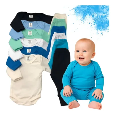 Kit Conjunto 6 Peças Body Manga Longa E Mijão Bebê Menino