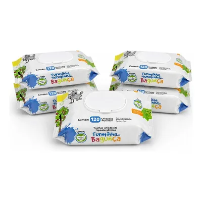 Kit 5 Pctes Toalhas Umedecidas Para Bebê Turminha 120 Folhas