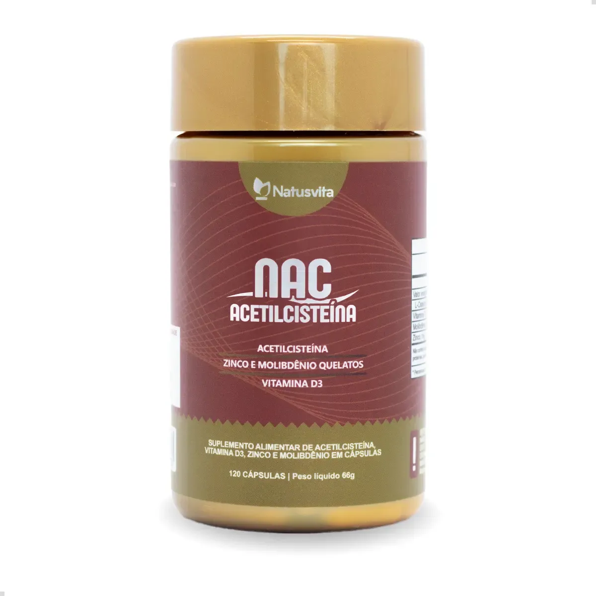 Nac N-acetilcisteína com Zinco com Molibdênio e D3. 120 Cáps