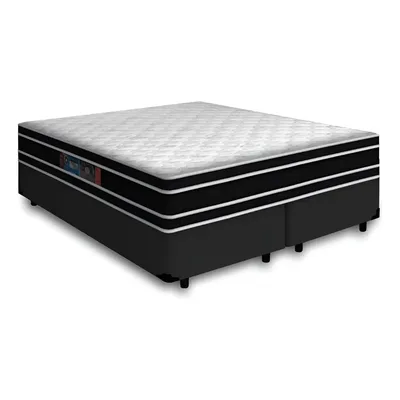 Cama Box Com Colchão De Espuma D33 Castor Black White Queen Cor Preto