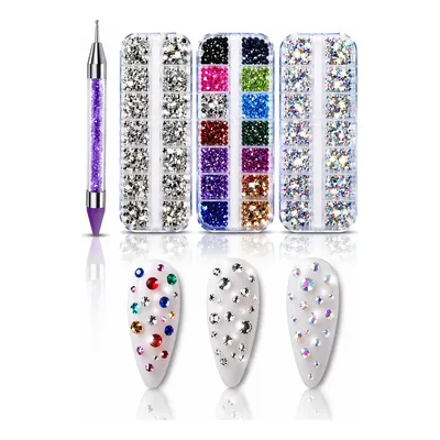 Kit 3 Estojo Strass Furta Cor Prata Colorido + Caneta Strass Colorido