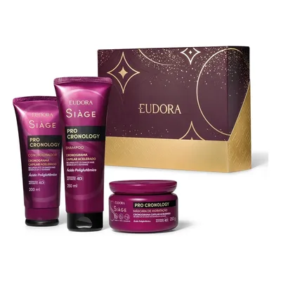 Shampoo, condicionador e máscara Eudora Siàge Pro Cronology hidratação de 450ml