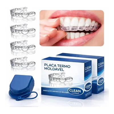 4 Placas Bruxismo + Estojo Moldeira Silicone Termo Moldável