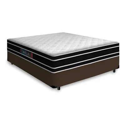 Cama Box Com Colchão De Espuma D33 Castor Black White Casal Cor Marrom