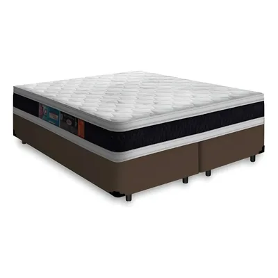 Cama Box Com Colchão De Espuma D45 Castor Black White Queen Cor Marrom