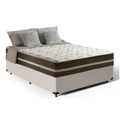 Cama Box com Colchão de Mola Ensacada Classic Viúva Bege