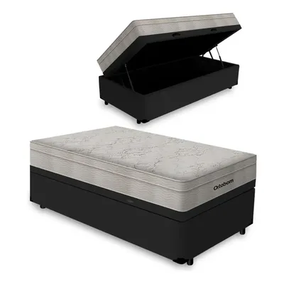 Cama Box Baú Com Colchão De Molas Ortobom Airtech Solteiro