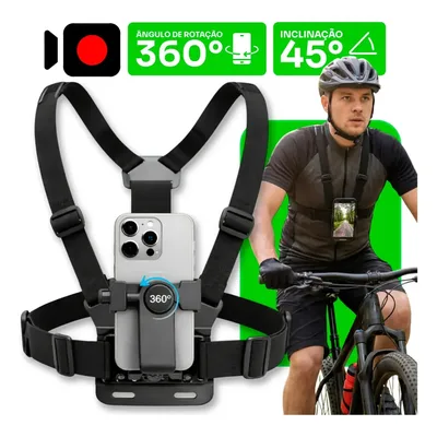 Suporte De Peito Para Celular Câmera Peitoral Cinturao Ajustavel Moto Bicicleta Esporte - GoodVision
