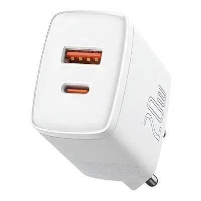 Carregador De Parede Duplo Pd 20w Turbo Baseus Tipo C + Usb