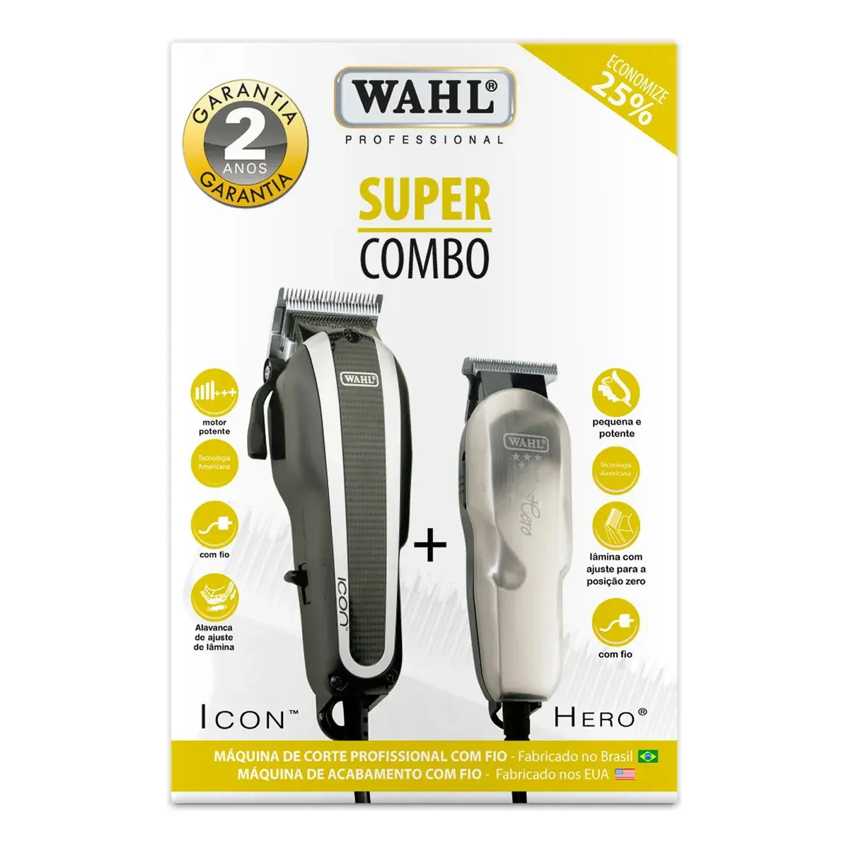 Combo Wahl Icon V9000 E Hero Cor Preto