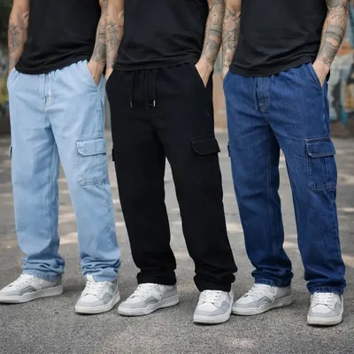 Kit 3 Calça Cargo Masculina 6 Bolso Skate Premium Streetwear