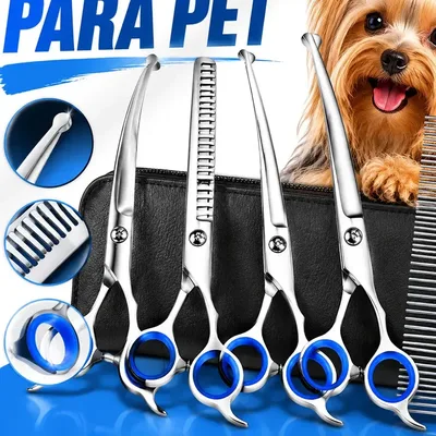 Kit 4 Tesoura Tosa Banho E Tosa Pet Shop Profissionais