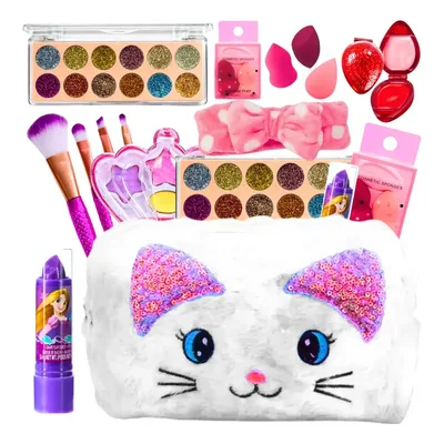 Kit Maquiagem Infantil Kalon Lashes Maleta 8 Peças Com Batom e Acessórios