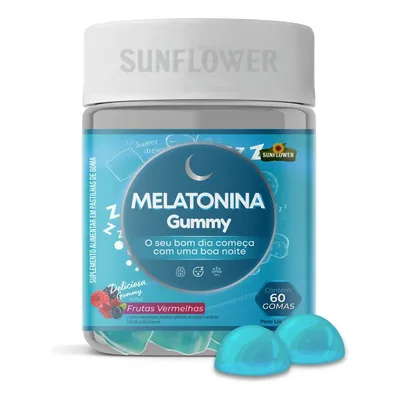 Suplemento Nutricional Goma de Melatonina Sunflower Sabor Frutas Vermelhas 60 Unidades