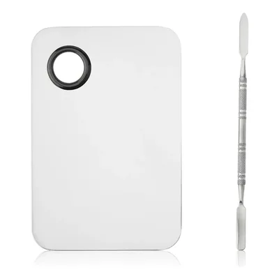 Placa E Espátula De Inox Para Misturar Base De Maquiagem