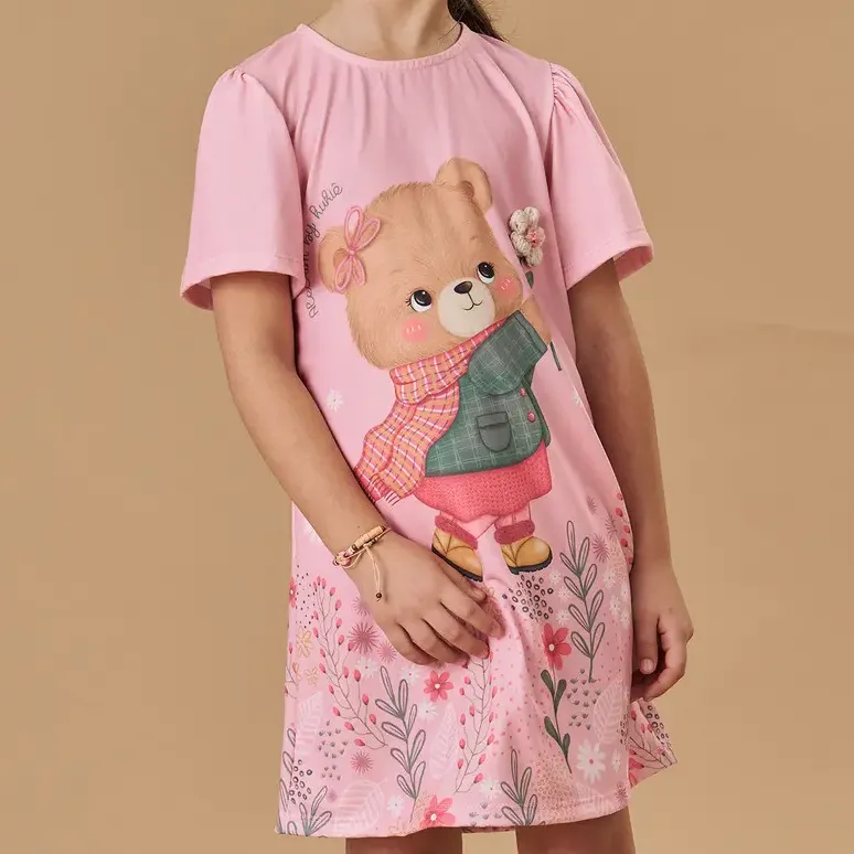 Vestido Infantil Malha Ursa Kukiê