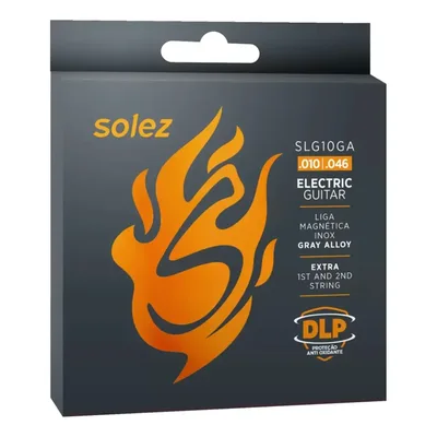 Encordoamento Guitarra Solez 010 Dlp Grey Aloy Slg10ga Jogo Cordas Profissional Resistente Anti-Oxidação