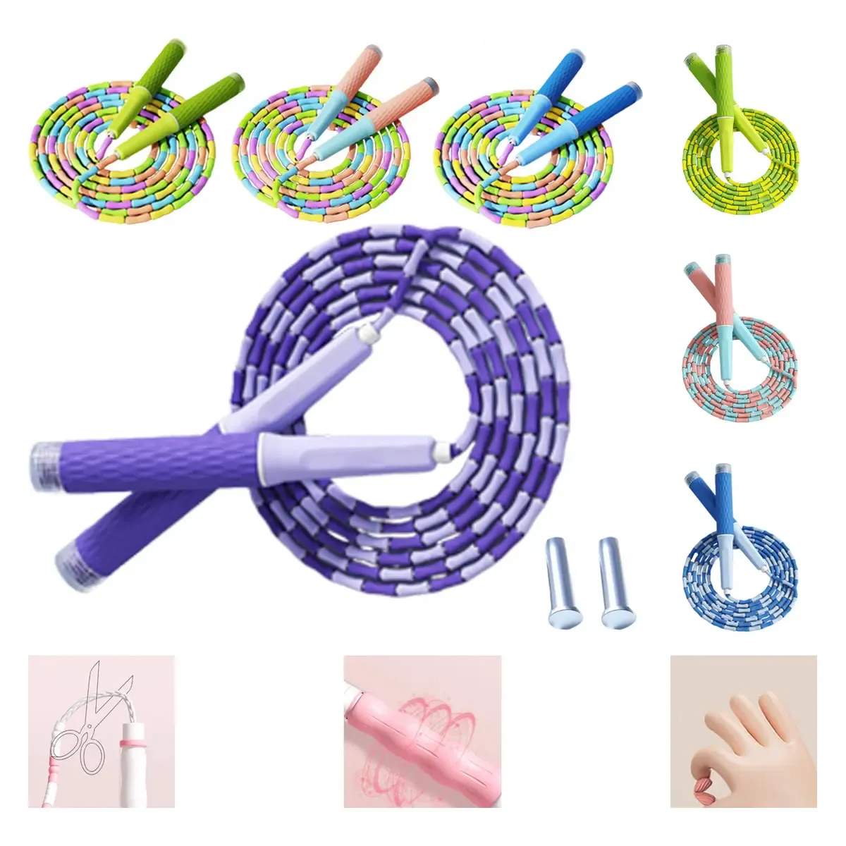 Corda de Pular Freestyle Zcco com Peso e Cabo Ergonômico Colorido-Roxo