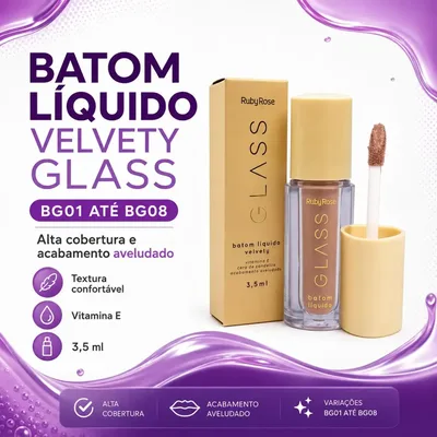 Batom Liquido Acabamento Aveludado Velvet Glass Boca Lábios