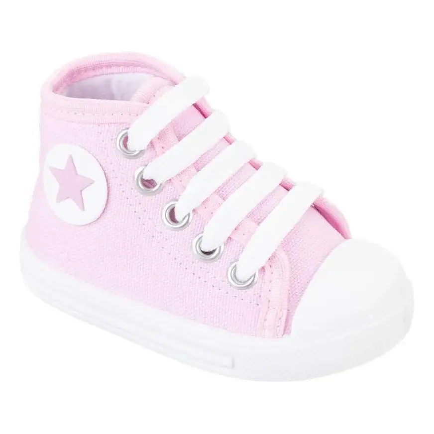 Tênis Infantil Star Com Sola Cano Alto Rosa Keto
