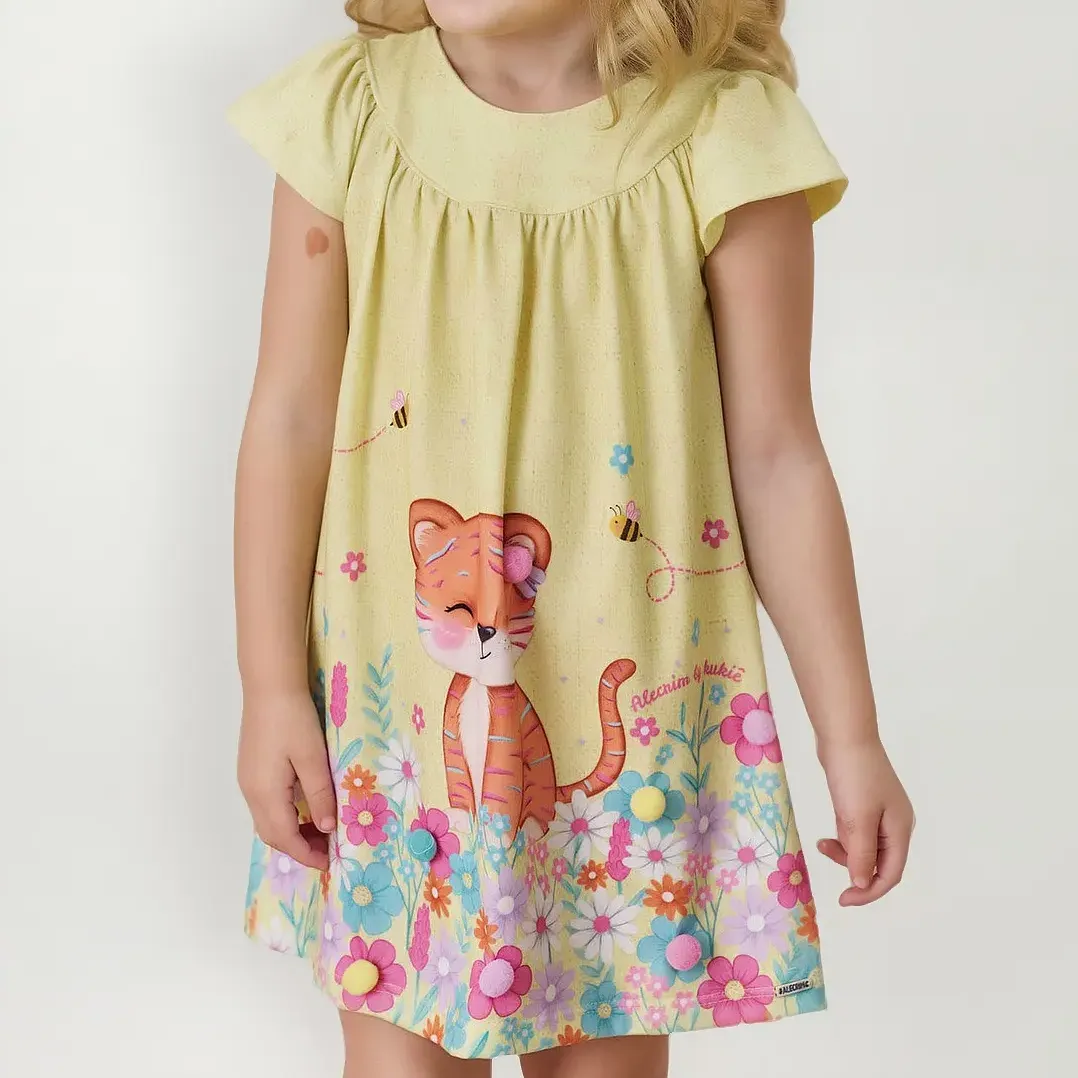 Vestido Infantil Malha Fresh Amarelo Alecrim