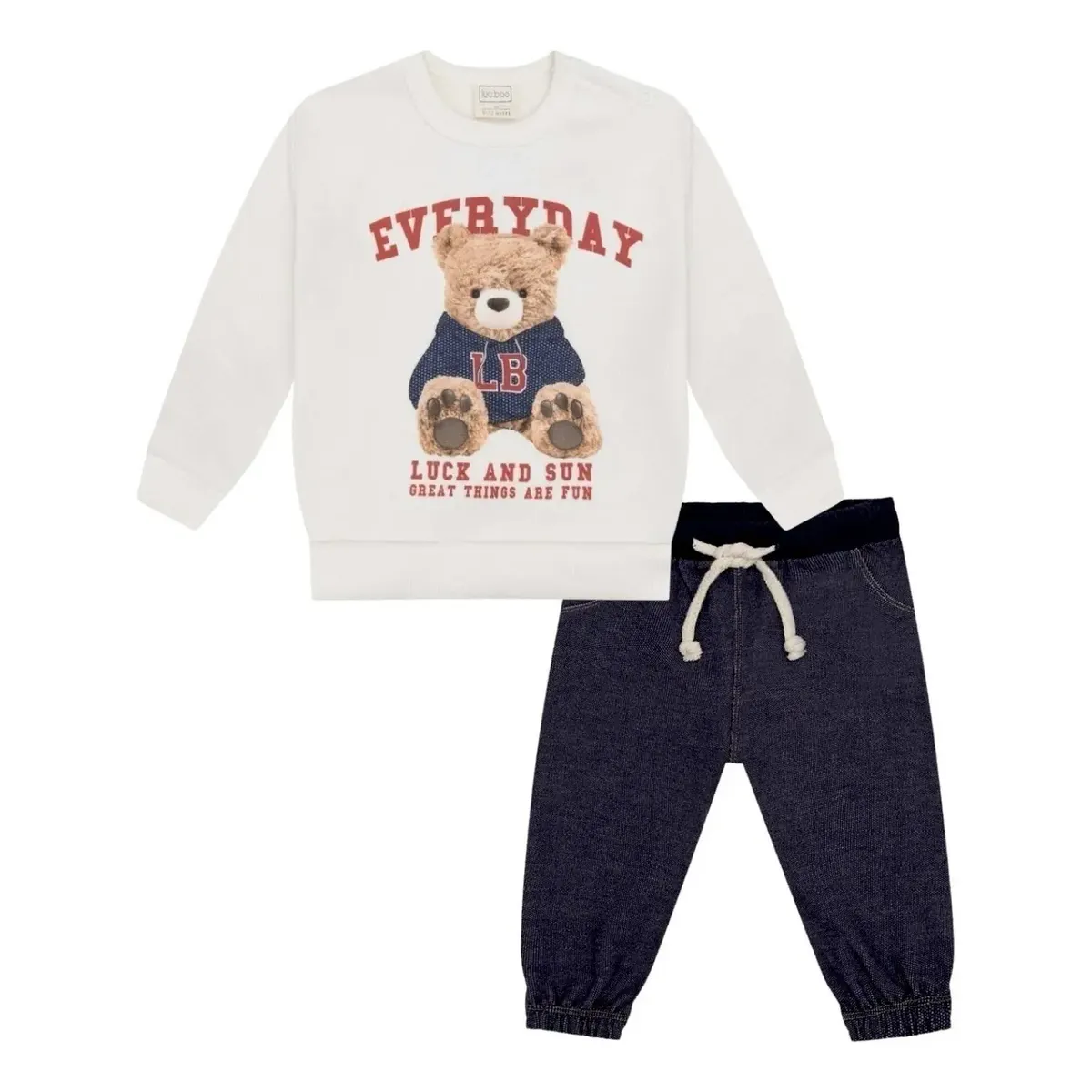 Conjunto Infantil Blusão E Calça Jogger Ursinho Luc.boo