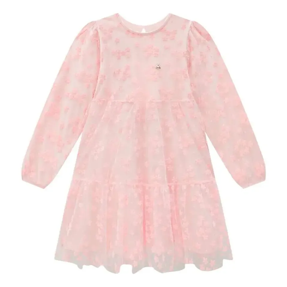 Vestido Infantil Em Tule Flock Com Forro Cotton Somnii
