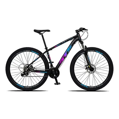 Bicicleta Gts Dexter 21v Aluminio Aro 29 Shimano Freio Disco Cor Preto Com Pink/azul Tamanho Do Quadro 15