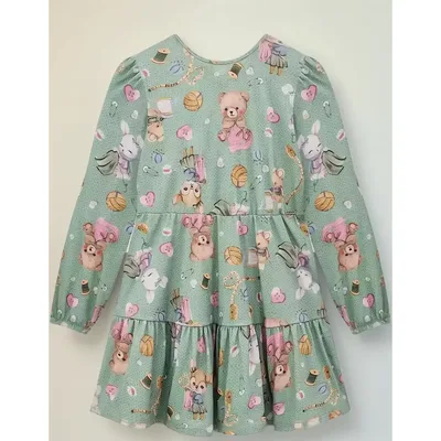 Vestido Infantil Malha Fresh Bichos Alecrim Kukiê