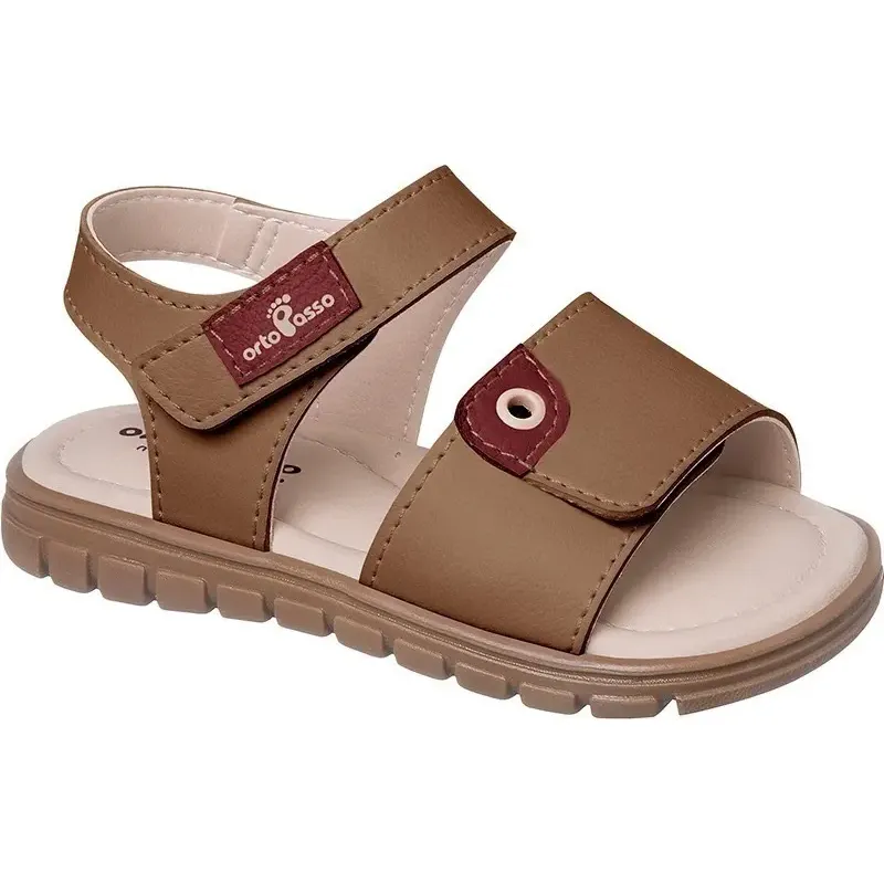 Sandália Infantil Ortopasso Anatomica Em Velcro Marrom