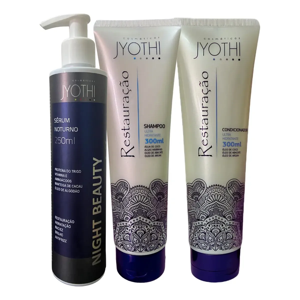Kit Tratamento Sérum Noturno Capilar + Shampoo E Condicionador Liso Mágico Ultra Hidratação E Nutrição