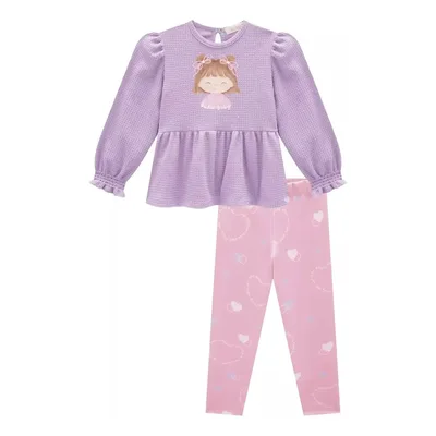 Conjunto Infantil Bata Malha E Legging Menina Kukiê