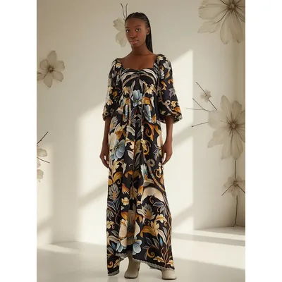 Vestido Longo Farm Rio Jardim Real
