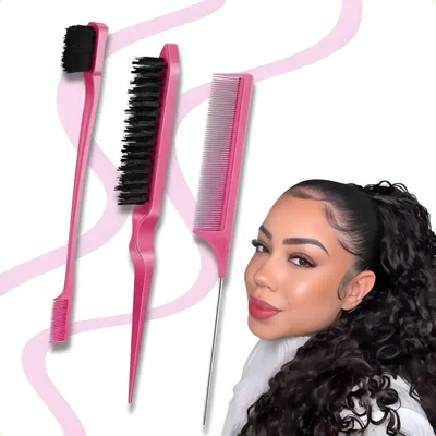 Kit 3 Escova Pente Baby Hair Escovinha Sobrancelha Lace