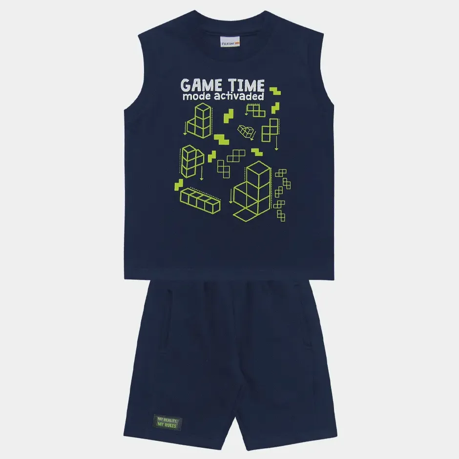 Conjunto Infantil Regata E Short Malha Game Fakini