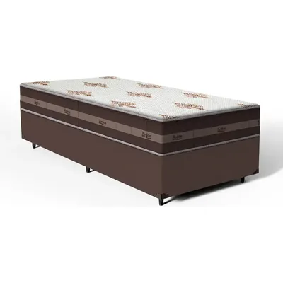 Cama Box Solteiro King Anjos Molas Ensacadas Marrom 96x203cm