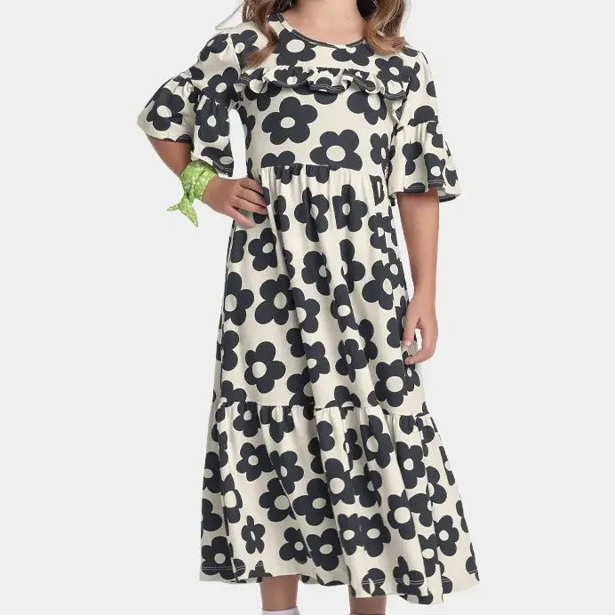 Vestido Midi Infantil Em Malha E Cotton Fakini