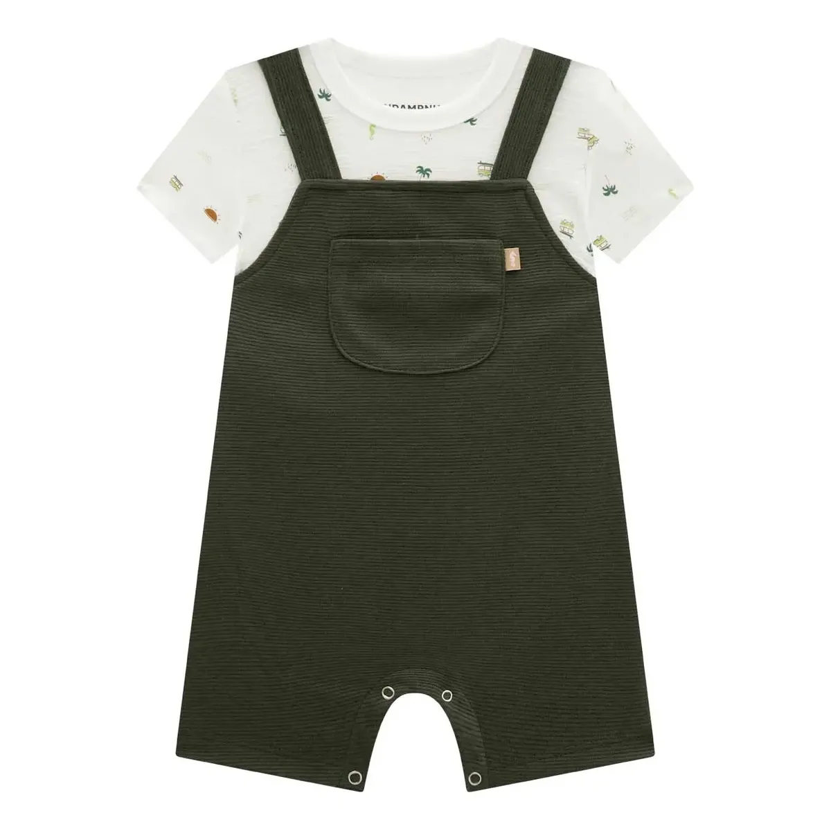 Romper Bebe Moletinho E Flamê Onda Marinha