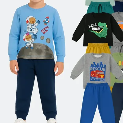 Kit 4 Peças Conjunto Infantil Menino Inverno Moletom Frio